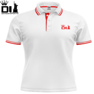 Camisa Dry Fit Polo Branca com detalhes Vermelha